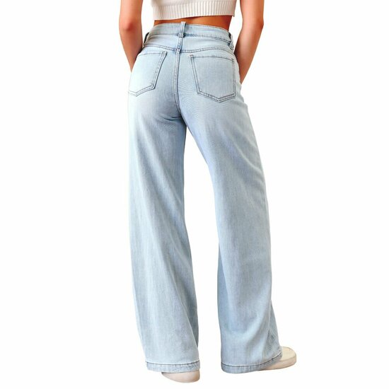 Licht blauwe wide leg jeans broek voor dames in used look
