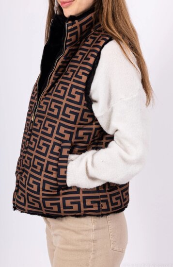 Veste courte brune imprimée à double usage