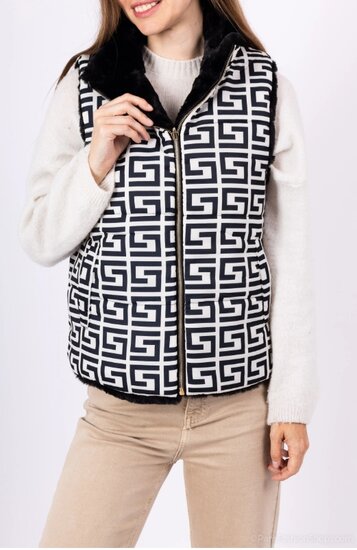 Veste courte noire imprimée à double usage