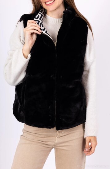 Veste courte noire imprimée à double usage