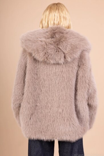 Manteau court tendance en fausse fourrure champagne