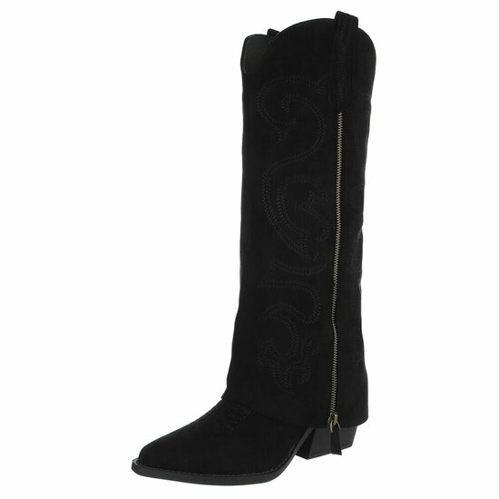 Hoge zwarte suede laars met omslag Chavella