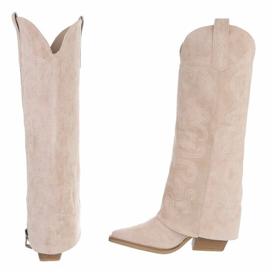 Hoge beige suede laars met omslag Chavella