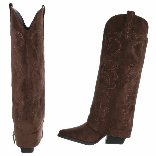 Hoge bruine suede laars met omslag Chavella