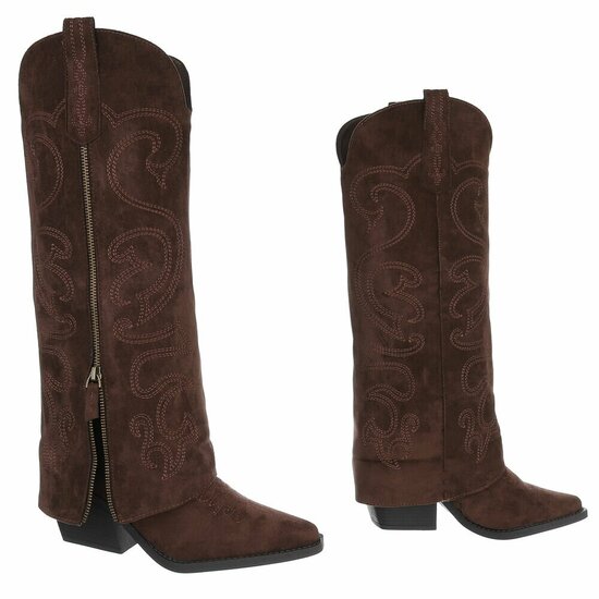 Hoge bruine suede laars met omslag Chavella