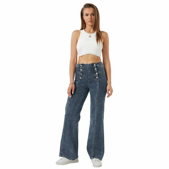 Fashion blauwe bootcut jeans voor dames