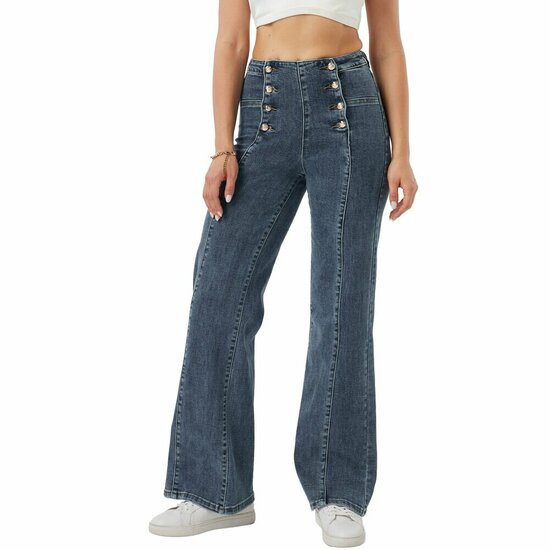 Fashion blauwe bootcut jeans voor dames