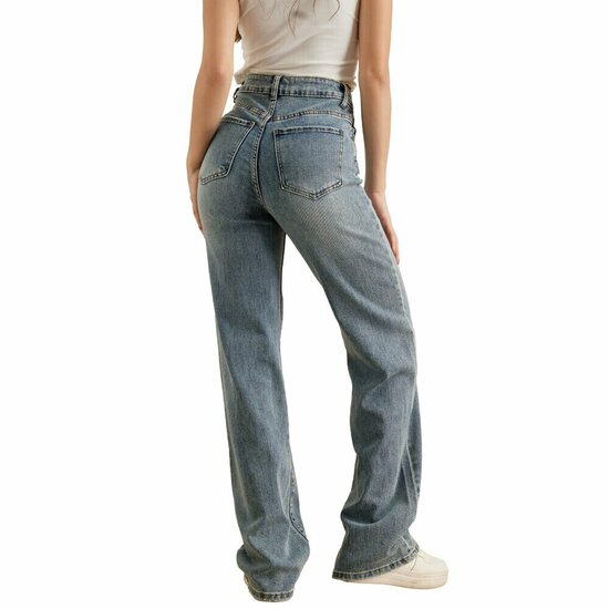 Modieuze blauwe relax fitted stone washed jeans voor dames