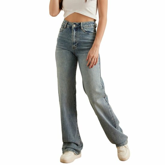 Modieuze blauwe relax fitted stone washed jeans voor dames