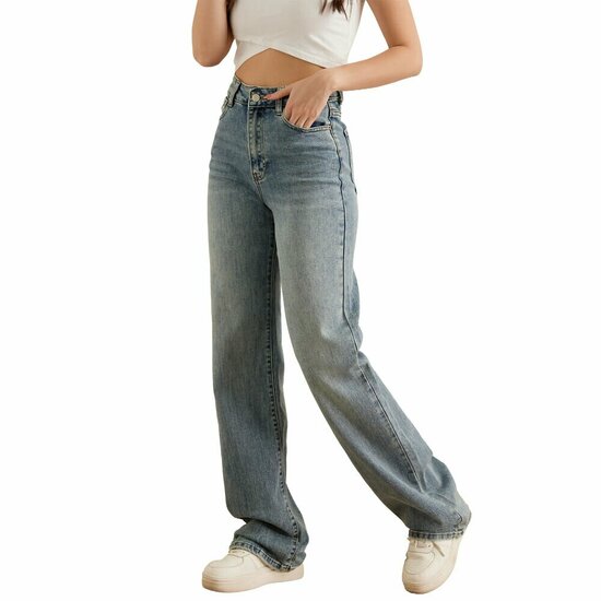 Modieuze blauwe relax fitted stone washed jeans voor dames