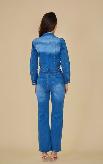 Modieuze blauwe jeans jumpsuit