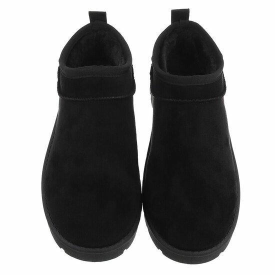 Zwarte suede lage winter mule Nola