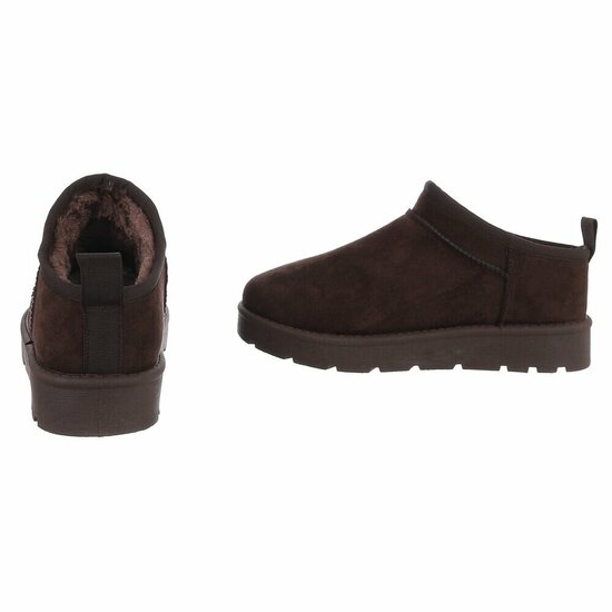 Bruine suede lage winter mule Nola