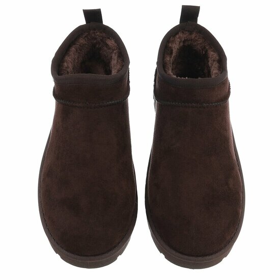 Bruine suede lage winter mule Nola