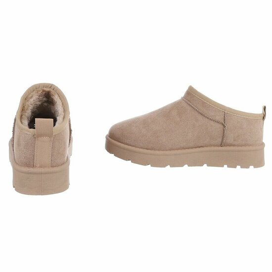 Kaki bruine suede lage winter mule Nola