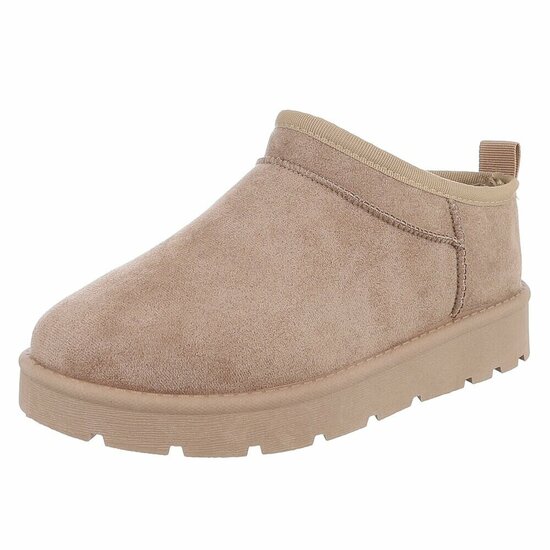 Kaki bruine suede lage winter mule Nola