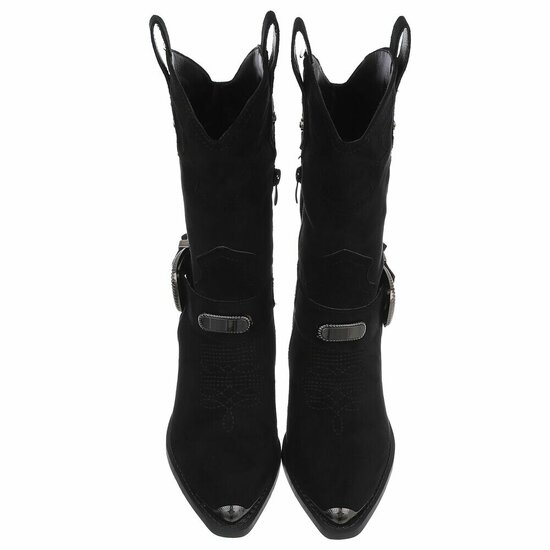 Half hoge zwarte suede western-biker laars Corline
