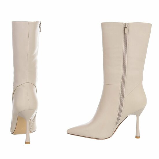Beige high heel enkellaarsje Christianna