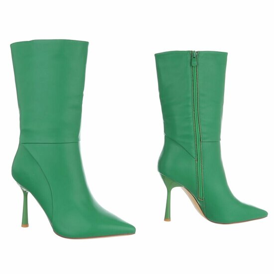 Groen high heel enkellaarsje Christianna