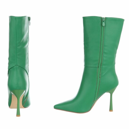 Groen high heel enkellaarsje Christianna