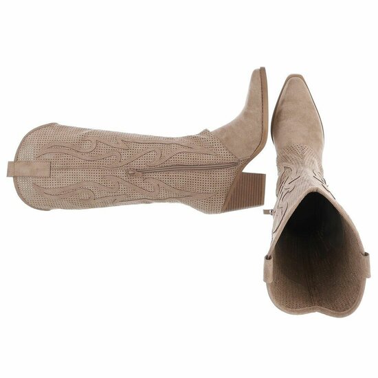 Hoge kaki bruine suede western-biker laars Ludy