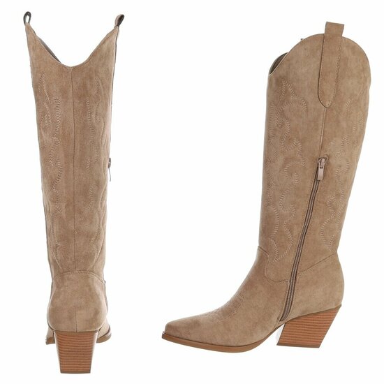 Cowgirl-biker kaki bruine daimen laars Cateleya
