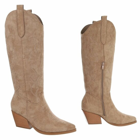 Cowgirl-biker kaki bruine daimen laars Cateleya