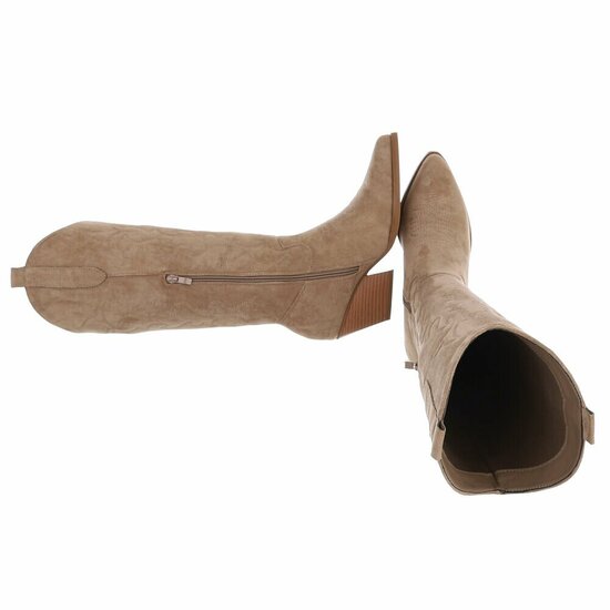 Cowgirl-biker kaki bruine daimen laars Cateleya