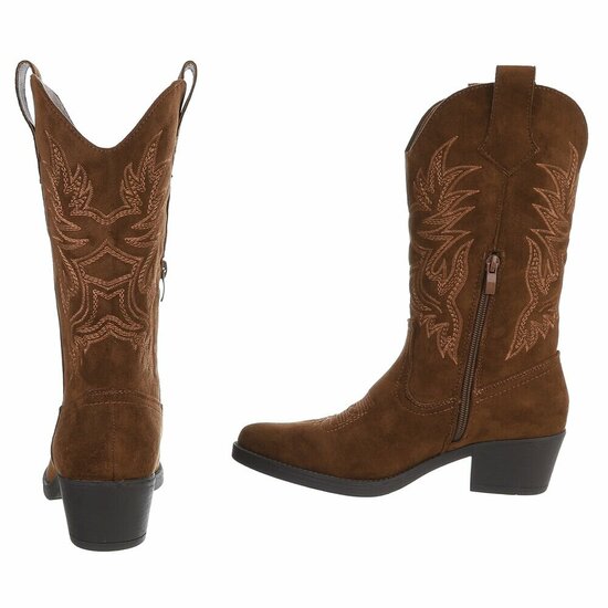 Cowgirl-biker bruine half hoge daimen laars Chenille