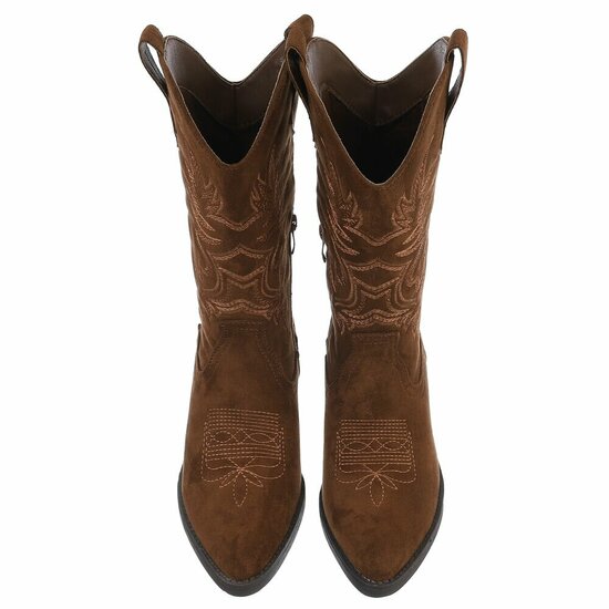 Cowgirl-biker bruine half hoge daimen laars Chenille