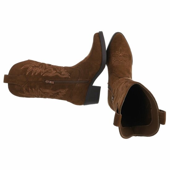 Cowgirl-biker bruine half hoge daimen laars Chenille
