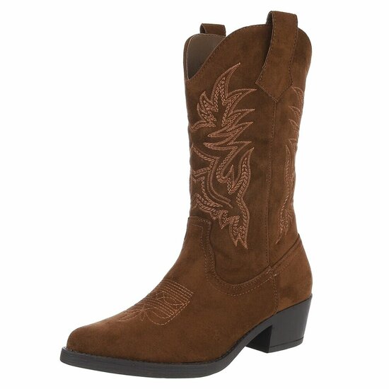 Cowgirl-biker bruine half hoge daimen laars Chenille