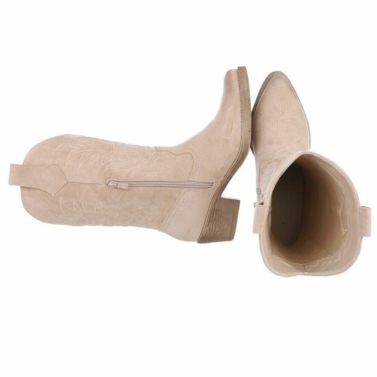 Cowgirl-biker beige half hoge daimen laars Chenille