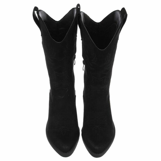 Cowgirl-biker zwarte half hoge daimen laars Chenille