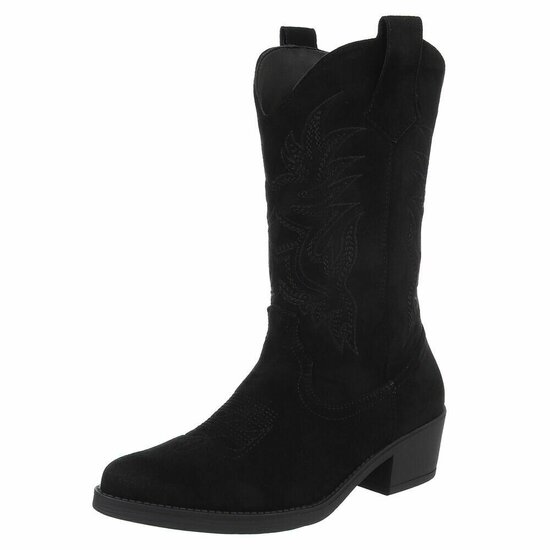 Cowgirl-biker zwarte half hoge daimen laars Chenille