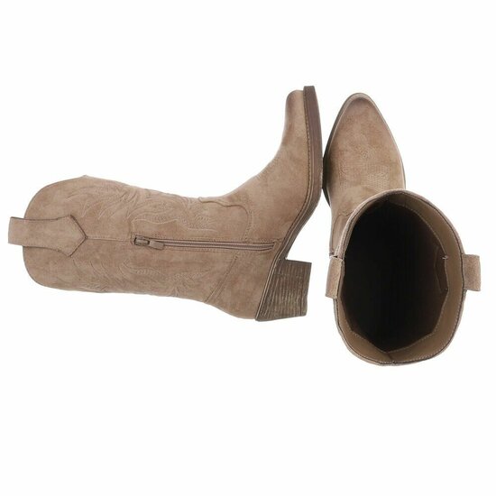 Cowgirl-biker kaki bruine half hoge daimen laars Chenille