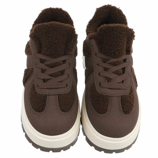 Bruine suede+wol sneaker Mila