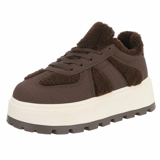 Bruine suede+wol sneaker Mila