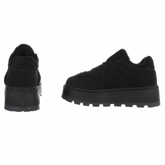 Zwarte suede+wol sneaker Mila