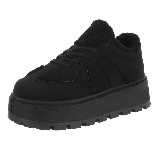 Zwarte suede+wol sneaker Mila