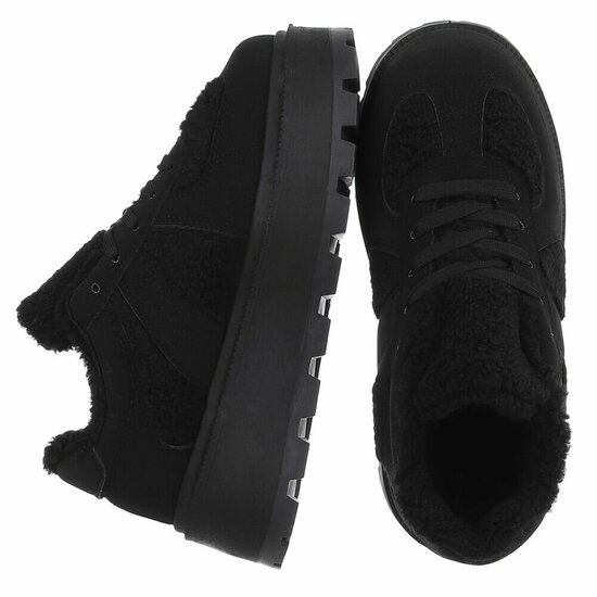 Zwarte suede+wol sneaker Mila