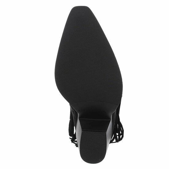 Kort zwart daimen western-cowgirl enkellaarsje Cherlize