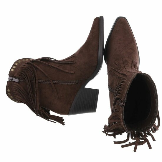Kort bruin daimen western-cowgirl enkellaarsje Cherlize