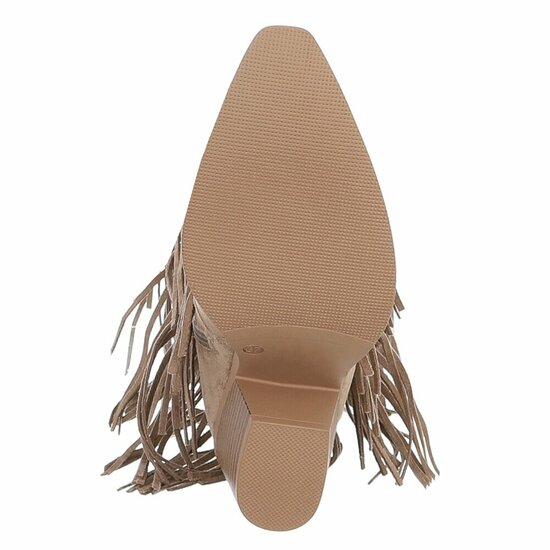 Cowgirl-biker kaki bruine half hoge daimen laars Cacharella