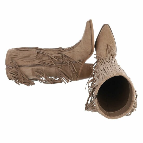 Cowgirl-biker kaki bruine half hoge daimen laars Cacharella