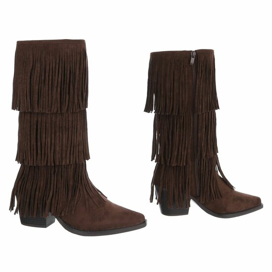 Cowgirl-biker bruine half hoge daimen laars Cacharella