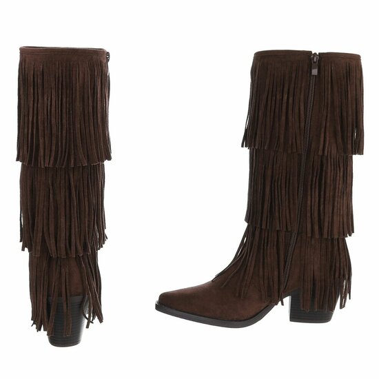 Cowgirl-biker bruine half hoge daimen laars Cacharella