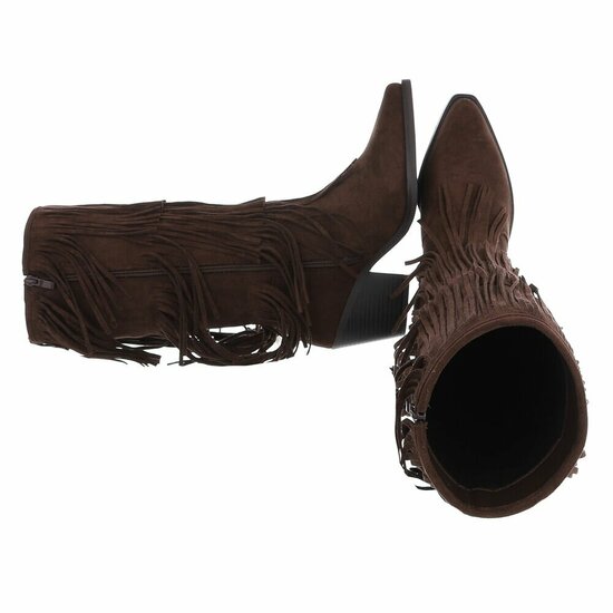 Cowgirl-biker bruine half hoge daimen laars Cacharella