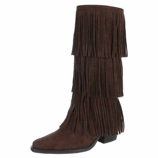 Cowgirl-biker bruine half hoge daimen laars Cacharella