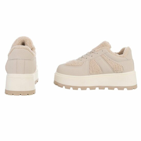 Beige suede+wol sneaker Mila